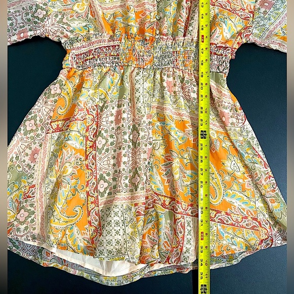 Fate The Label NWT Paisley Floral Romper Orange Patchwork Print - Picture 6 of 13
